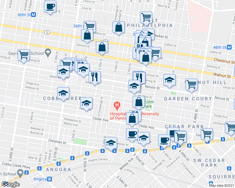map of restaurants, bars, coffee shops, grocery stores, and more near in Philadelphia
