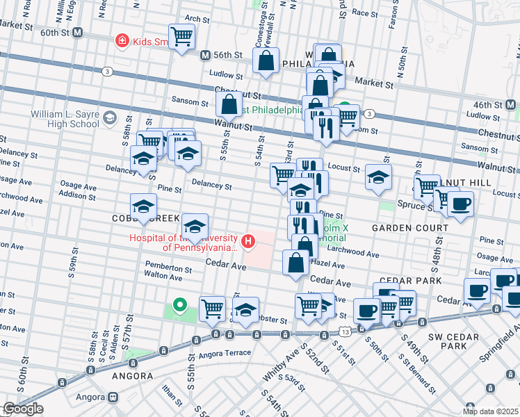map of restaurants, bars, coffee shops, grocery stores, and more near in Philadelphia