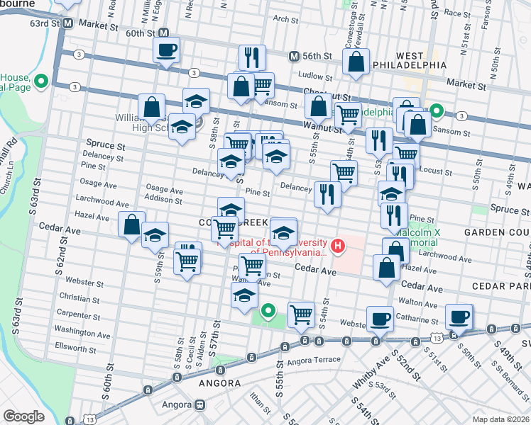 map of restaurants, bars, coffee shops, grocery stores, and more near in Philadelphia
