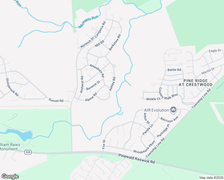 map of restaurants, bars, coffee shops, grocery stores, and more near 27 Ashley Road in Manchester Township
