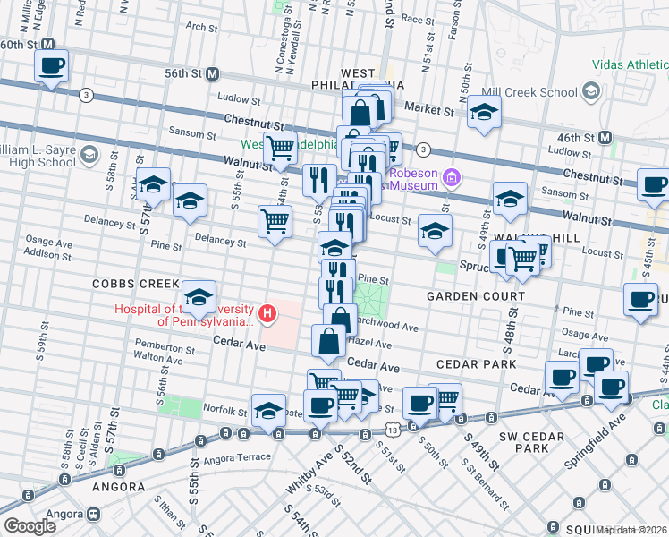 map of restaurants, bars, coffee shops, grocery stores, and more near in Philadelphia