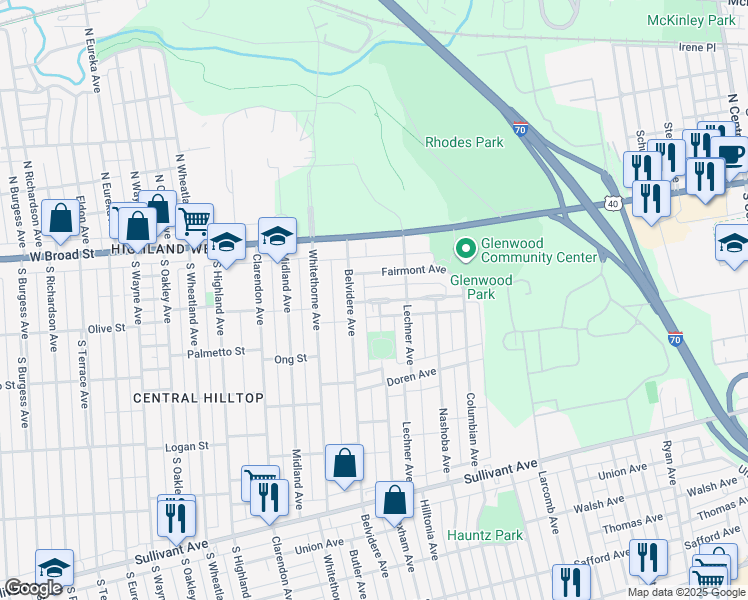 map of restaurants, bars, coffee shops, grocery stores, and more near 2008 Floral Avenue in Columbus