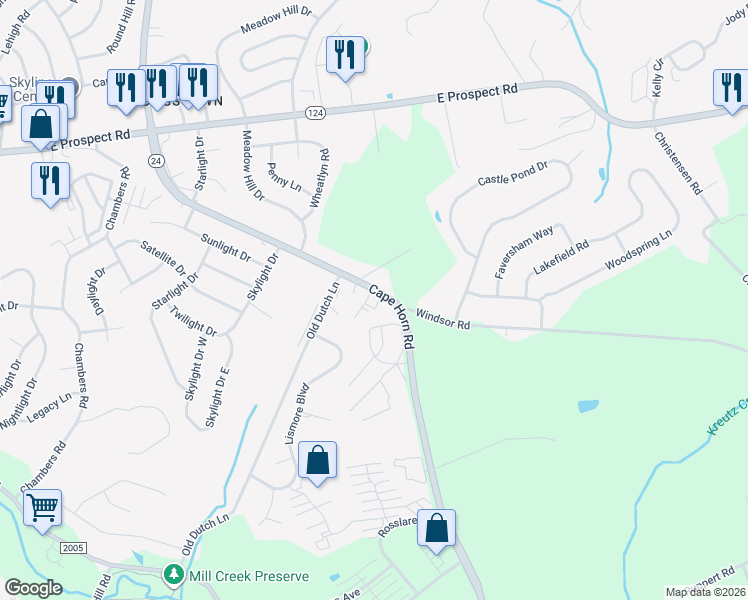 map of restaurants, bars, coffee shops, grocery stores, and more near 1 Waterford Professional Center in York