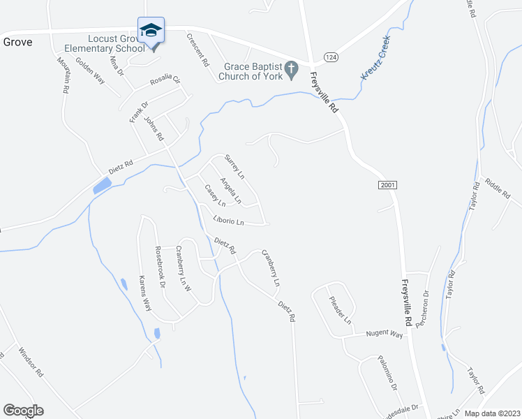 map of restaurants, bars, coffee shops, grocery stores, and more near 235 Surrey Lane in York