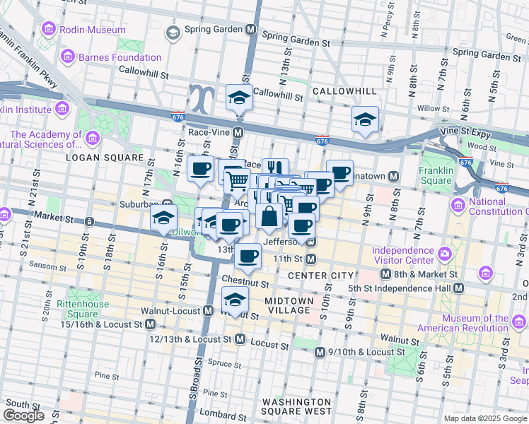 map of restaurants, bars, coffee shops, grocery stores, and more near 1218 State Route 3007 in Philadelphia