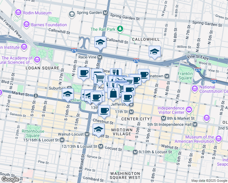 map of restaurants, bars, coffee shops, grocery stores, and more near 1218 State Route 3007 in Philadelphia