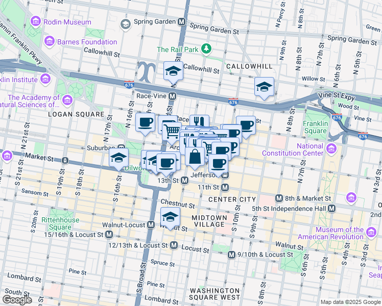 map of restaurants, bars, coffee shops, grocery stores, and more near 1218 State Route 3007 in Philadelphia