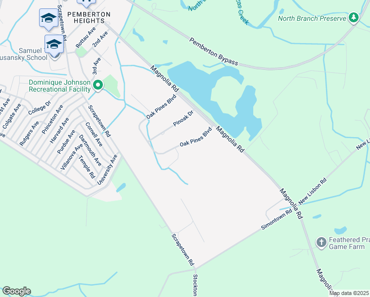 map of restaurants, bars, coffee shops, grocery stores, and more near 145 Oak Pines Boulevard in Pemberton