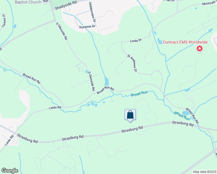 map of restaurants, bars, coffee shops, grocery stores, and more near Broad Run Road in Chester County