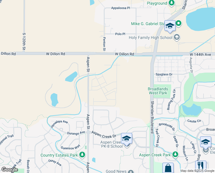map of restaurants, bars, coffee shops, grocery stores, and more near 5626 West 142nd Avenue in Westminster