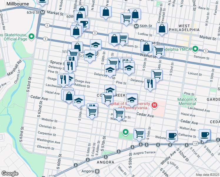 map of restaurants, bars, coffee shops, grocery stores, and more near in Philadelphia
