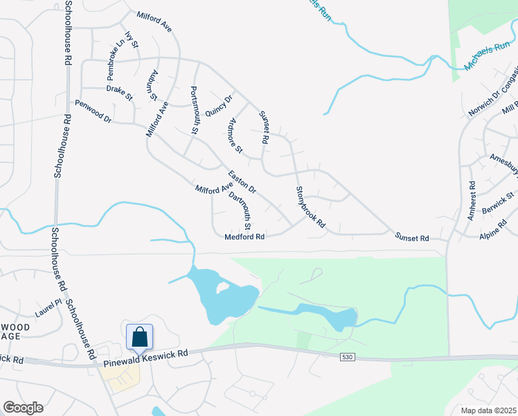 map of restaurants, bars, coffee shops, grocery stores, and more near 1A Harvard Court in Manchester Township