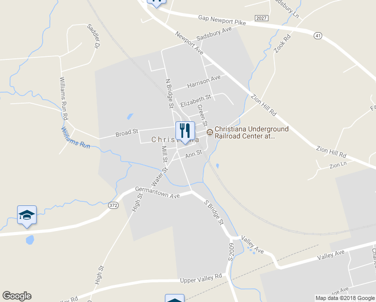 map of restaurants, bars, coffee shops, grocery stores, and more near 22 Gay Street in Christiana