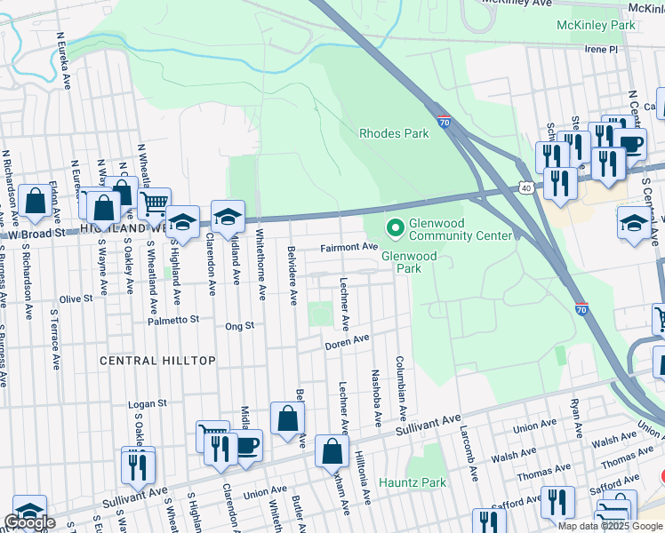 map of restaurants, bars, coffee shops, grocery stores, and more near 2008 Floral Avenue in Columbus