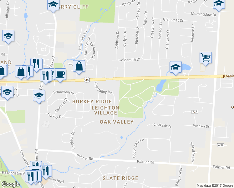 map of restaurants, bars, coffee shops, grocery stores, and more near 7949 Oak Valley Road in Reynoldsburg