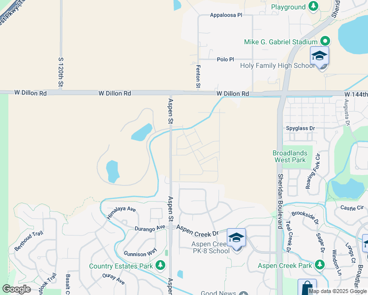 map of restaurants, bars, coffee shops, grocery stores, and more near 1600-1980 Aspen Street in Broomfield