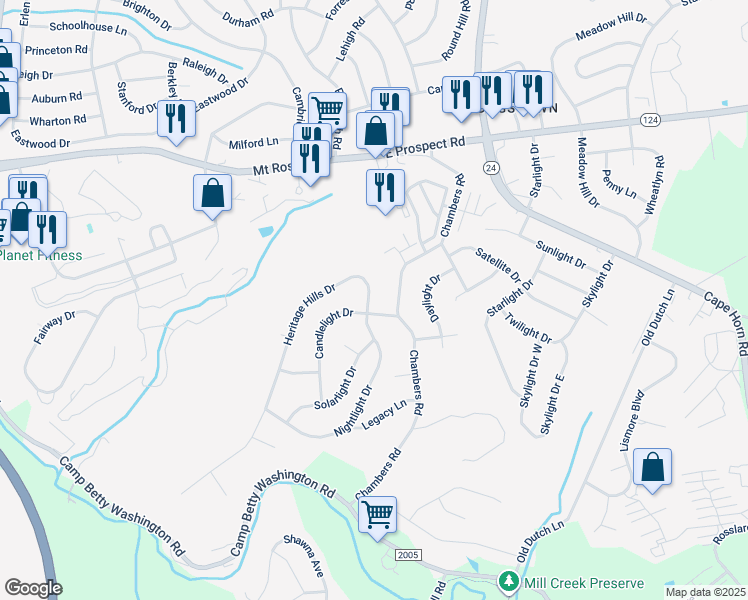 map of restaurants, bars, coffee shops, grocery stores, and more near 761 Heritage Hills Drive in York