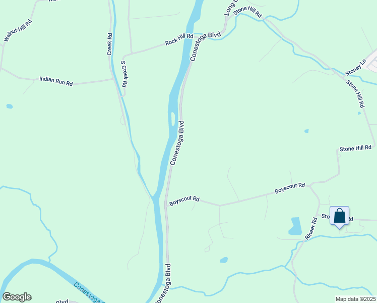 map of restaurants, bars, coffee shops, grocery stores, and more near 1025 Conestoga Boulevard in Conestoga