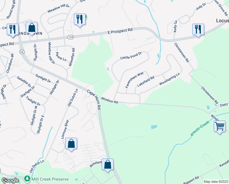 map of restaurants, bars, coffee shops, grocery stores, and more near 906 Castle Pond Drive in York