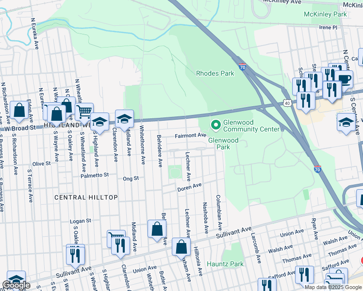 map of restaurants, bars, coffee shops, grocery stores, and more near 2008 Floral Avenue in Columbus
