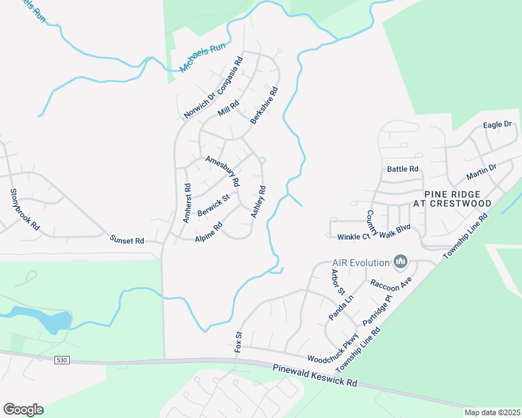 map of restaurants, bars, coffee shops, grocery stores, and more near 27 Ashley Road in Manchester Township