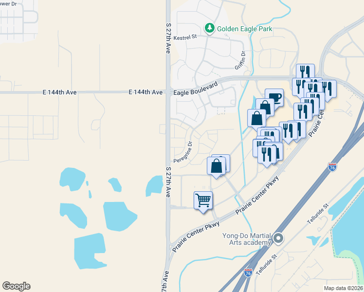 map of restaurants, bars, coffee shops, grocery stores, and more near 2787 Optimista Place in Brighton