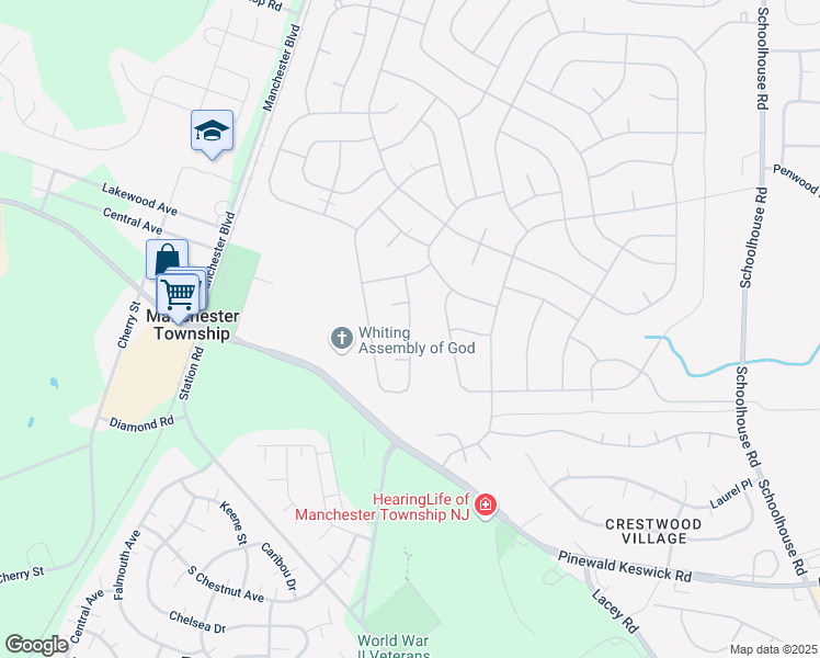 map of restaurants, bars, coffee shops, grocery stores, and more near 16 Franklin Lane in Manchester Township