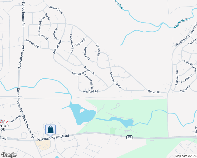 map of restaurants, bars, coffee shops, grocery stores, and more near 1A Harvard Court in Manchester Township