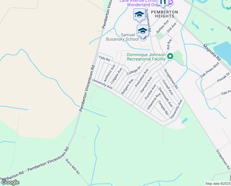 map of restaurants, bars, coffee shops, grocery stores, and more near 318 University Avenue in Pemberton