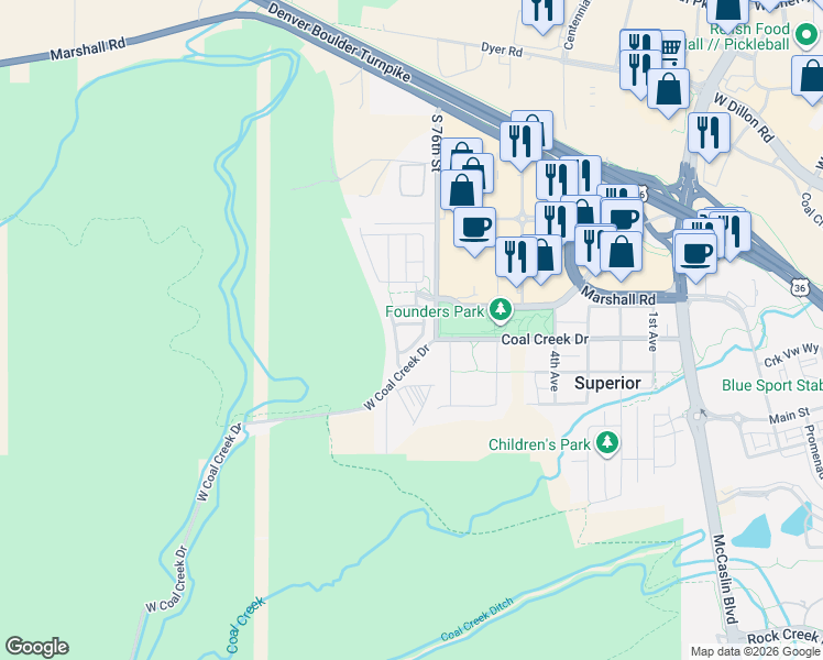 map of restaurants, bars, coffee shops, grocery stores, and more near 222 Mohawk Circle in Superior
