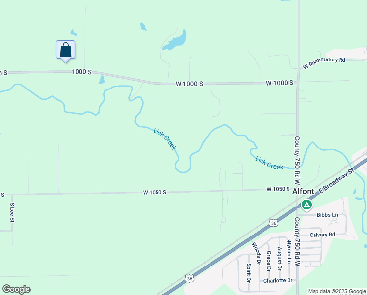 map of restaurants, bars, coffee shops, grocery stores, and more near 8034 West 1050 South in Fortville