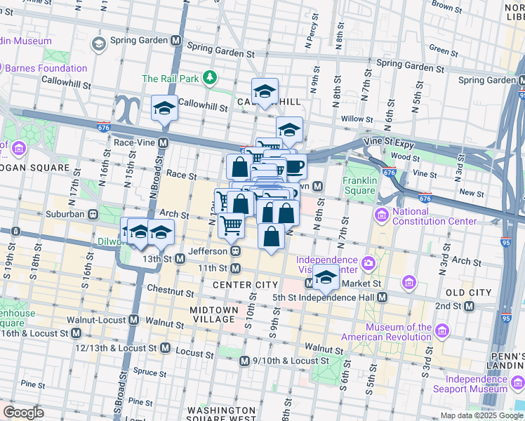 map of restaurants, bars, coffee shops, grocery stores, and more near in Philadelphia