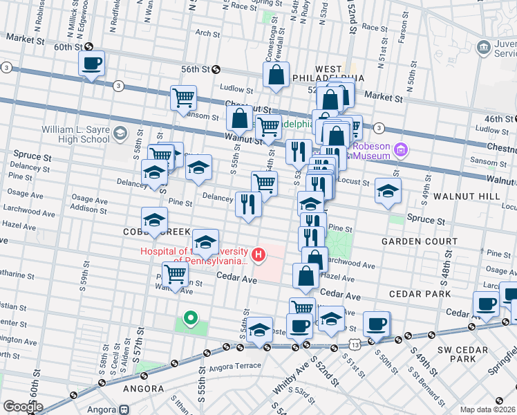 map of restaurants, bars, coffee shops, grocery stores, and more near in Philadelphia