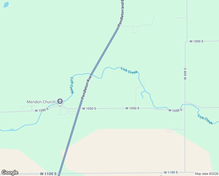 map of restaurants, bars, coffee shops, grocery stores, and more near 4486 West Cr 1050 in Pendleton