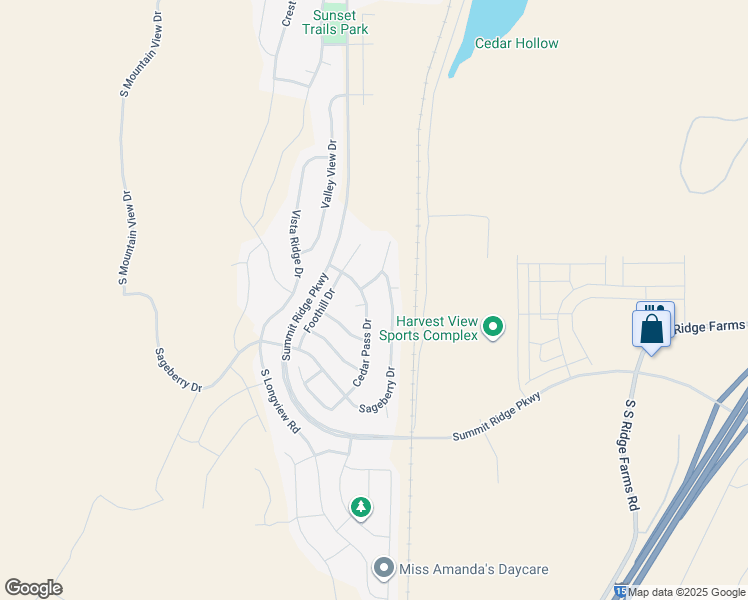 map of restaurants, bars, coffee shops, grocery stores, and more near 1287 Cedar Pass Drive in Santaquin