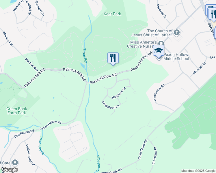 map of restaurants, bars, coffee shops, grocery stores, and more near 7 Worthington Lane in Media