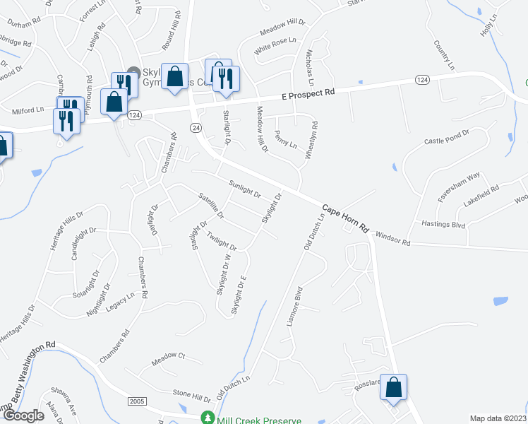 map of restaurants, bars, coffee shops, grocery stores, and more near 881 Moonlight Drive in York