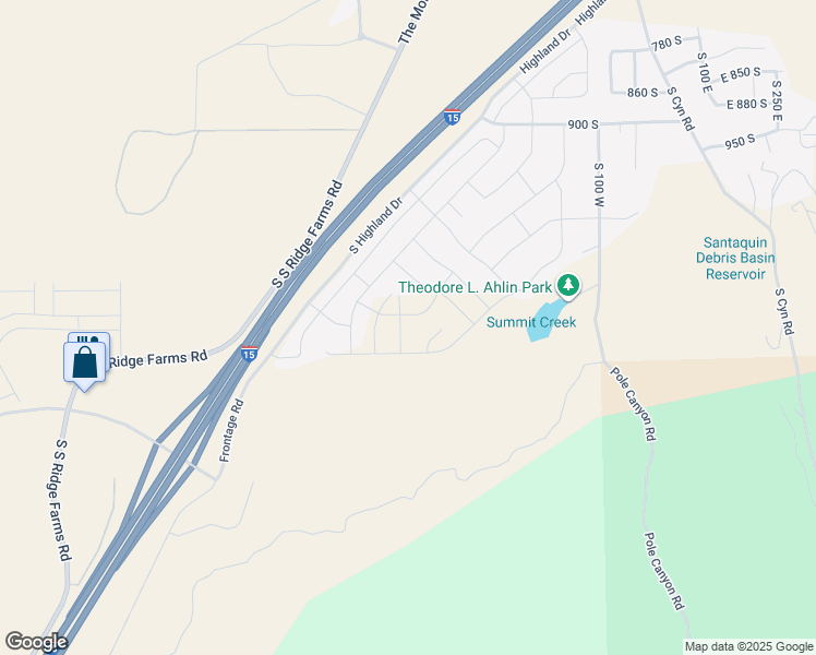 map of restaurants, bars, coffee shops, grocery stores, and more near 1303 South Sagebrush Drive in Santaquin