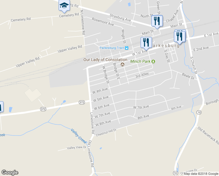 map of restaurants, bars, coffee shops, grocery stores, and more near 798 West 4th Avenue in Parkesburg