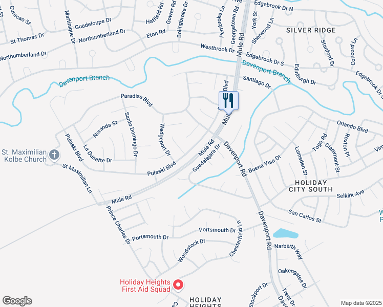 map of restaurants, bars, coffee shops, grocery stores, and more near 76 Pulaski Boulevard in Toms River