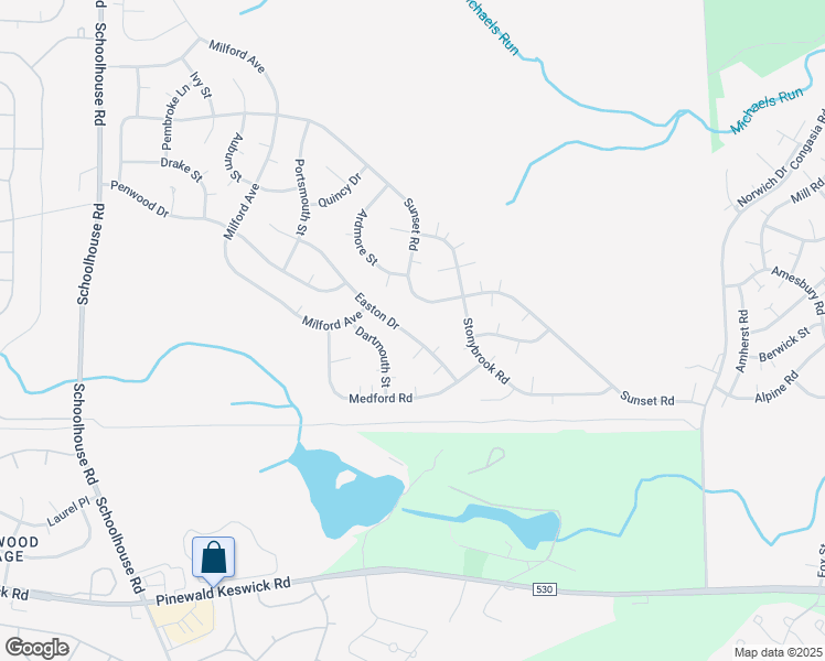 map of restaurants, bars, coffee shops, grocery stores, and more near 1A Harvard Court in Manchester Township