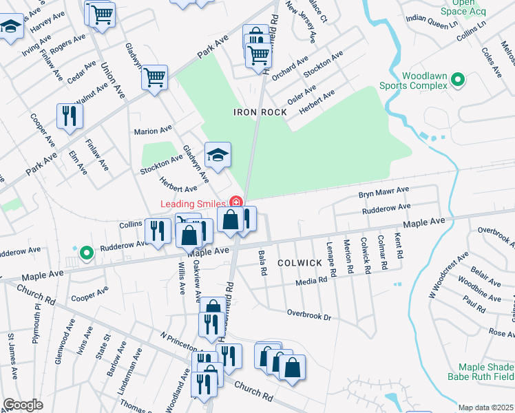 map of restaurants, bars, coffee shops, grocery stores, and more near 4300 Haddonfield Road in Pennsauken Township