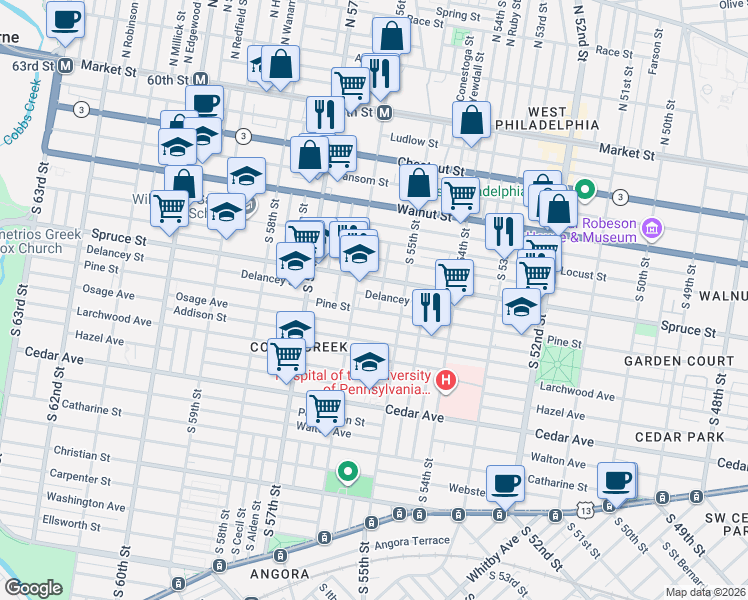 map of restaurants, bars, coffee shops, grocery stores, and more near in Philadelphia
