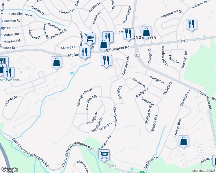 map of restaurants, bars, coffee shops, grocery stores, and more near 412 Kensington Court in York