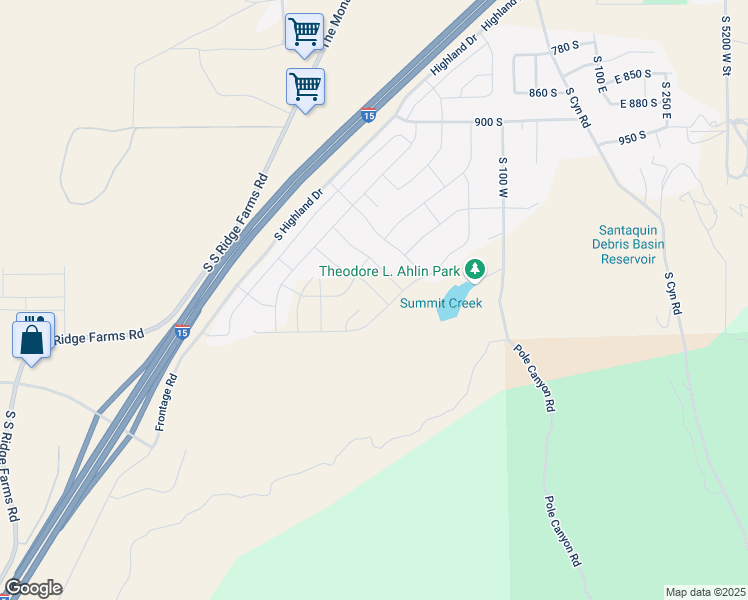 map of restaurants, bars, coffee shops, grocery stores, and more near 291 West Sadie Lane in Santaquin