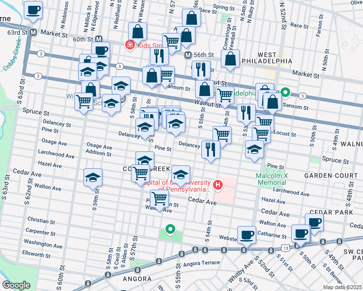 map of restaurants, bars, coffee shops, grocery stores, and more near in Philadelphia