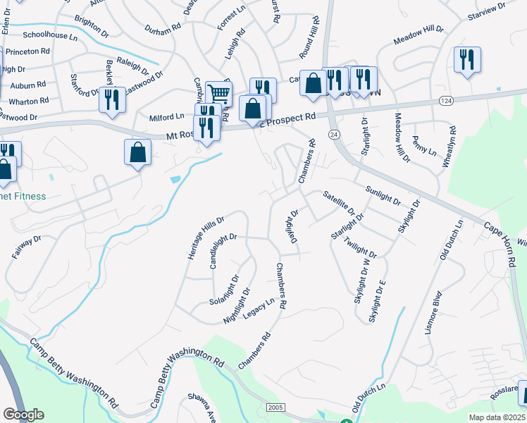 map of restaurants, bars, coffee shops, grocery stores, and more near 412 Kensington Court in York