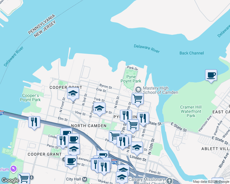 map of restaurants, bars, coffee shops, grocery stores, and more near in Camden