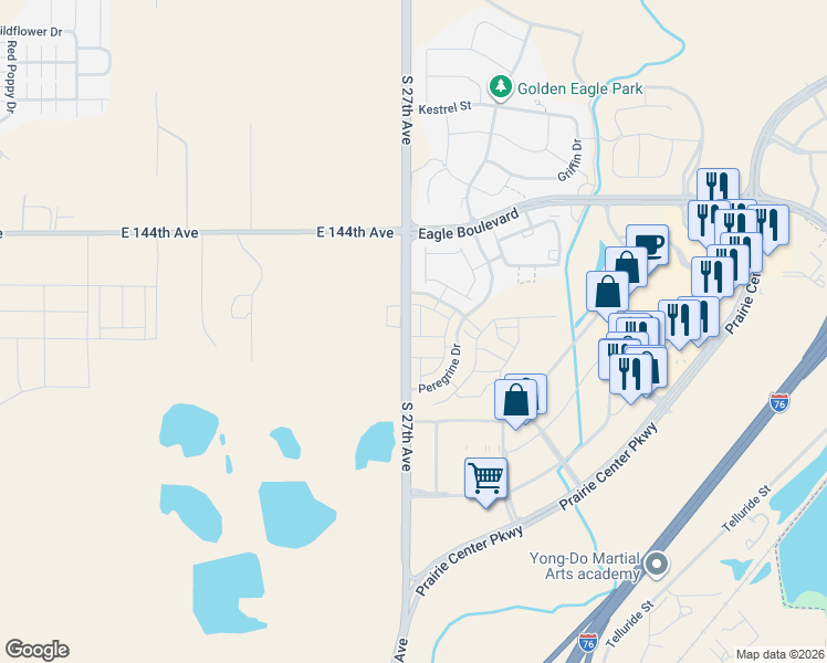map of restaurants, bars, coffee shops, grocery stores, and more near 2223 Serenidad Street in Brighton