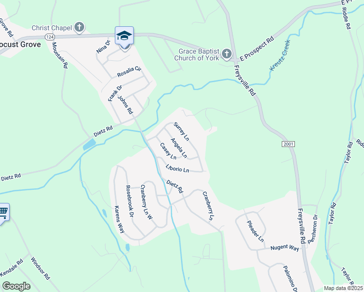 map of restaurants, bars, coffee shops, grocery stores, and more near 65 Angela Lane in East York